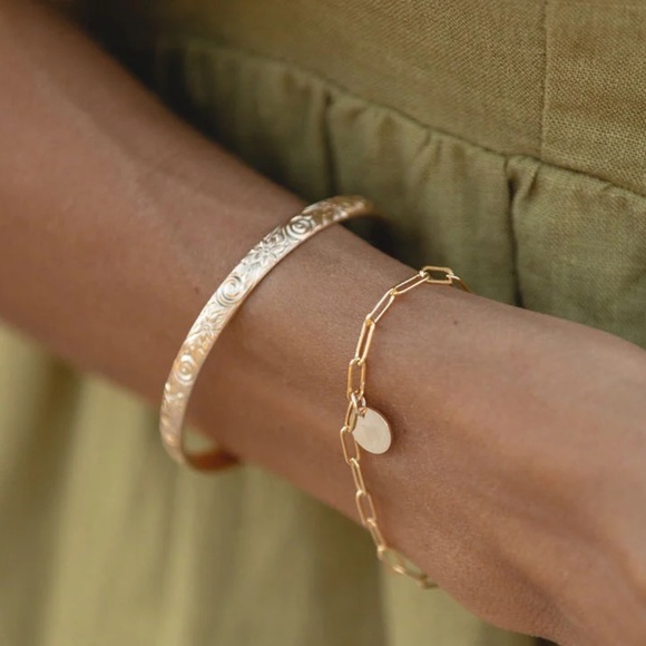 Our Spare Change Floral Textured Cuff Bracelet - Picture 3 of 6